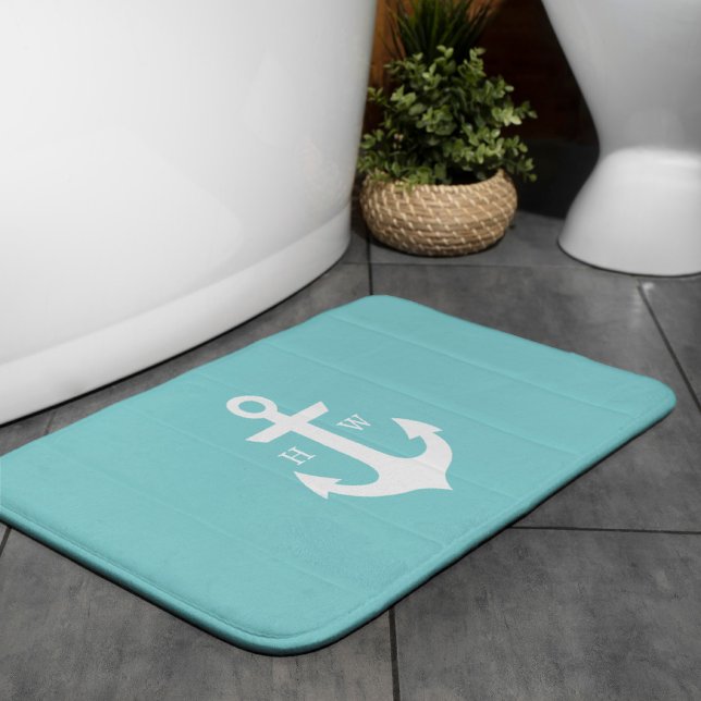 Seaglass Anchor Monogram Bathroom Mat (Creator Uploaded)