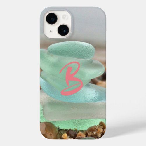 Seaglass and beach sand teal blue gray green Case_Mate iPhone 14 case