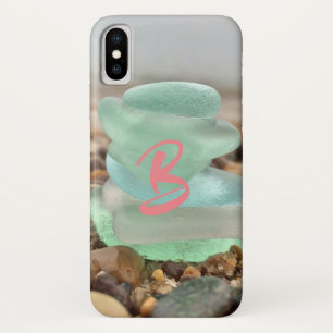 Seaglass and beach sand teal blue green brown iPhone x case