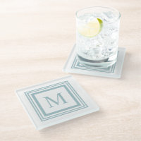 Seaglass and white  square border monogram