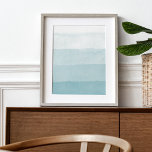 Seaglass Aqua Gradient Colorblock Watercolor Poster<br><div class="desc">Decorate your beach house, dorm room, hallway or powder room in chic coastal style with our beachy, breezy watercolor print. Design features wide horizontal stripes in soft seaglass and aqua watercolors for a colorblock effect. Shades range from white to dark aqua for an on trend gradient ombre look. Looking for...</div>