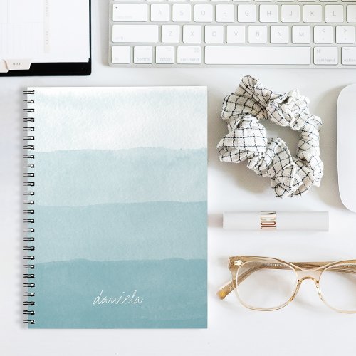 Seaglass Aqua Watercolor Gradient Colorblock Notebook