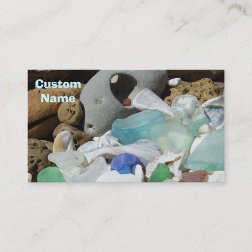 Customizable Seaglass Business Cards Blue custom Fossils