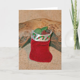 Seaglass Christmas Stocking Holiday Card