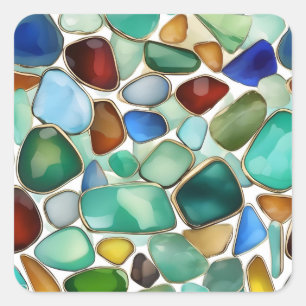 Seaglass collection for jewellery. square sticker