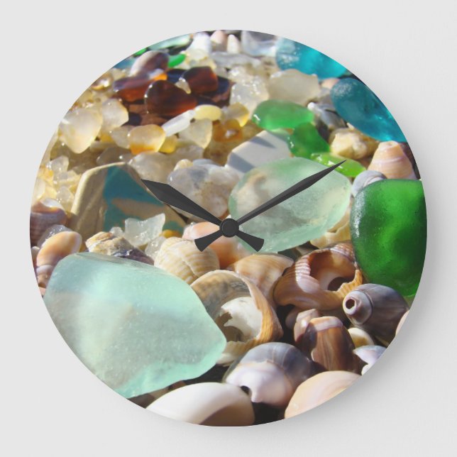 Seaglass decorative wall clocks Sea Glass Shells (Front)
