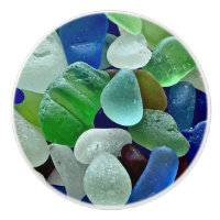 Seaglass door knob - ceramic beach home decor