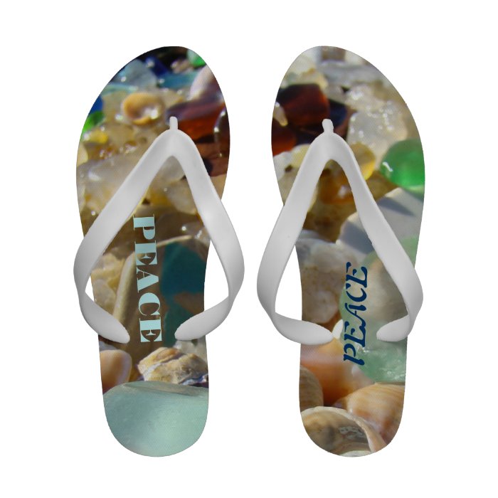 Seaglass Flip Flops PEACE gifts Beach Coastal