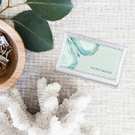 Seaglass Geode | Personalized Business Card Case<br><div class="desc">Elegant business card holder features your name and/or business name in the lower right corner,  accented by a thin white frame border and geode agate slice illustrations in ethereal seaglass green watercolor. Matching business cards and accessories also available.</div>