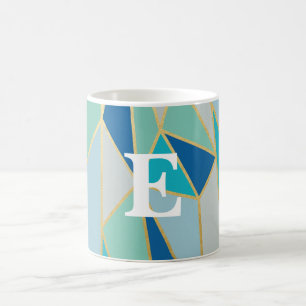 Seaglass Geometric Monogram Mug