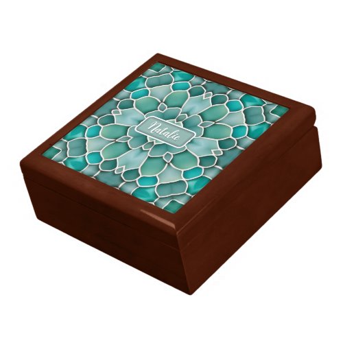 Seaglass Look Soft Green Ocean Glass _ Her Name on Gift Box