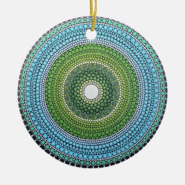 Seaglass Mandala Ceramic Ornament (Front)