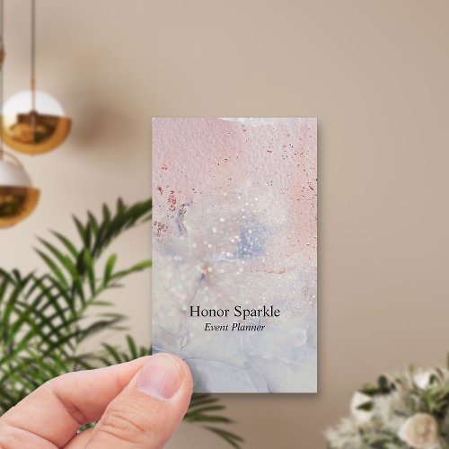 Seaglass Marble Sparkle Rose Gold Watercolor Business Card