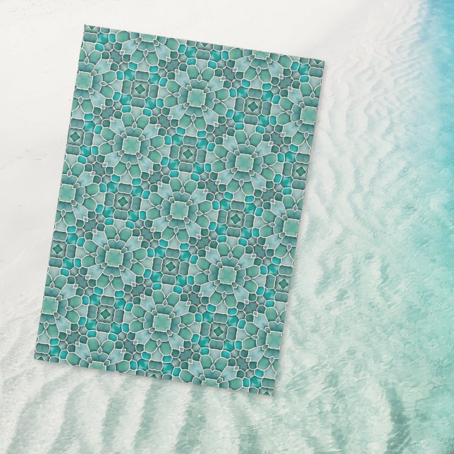 Seaglass Mosaic in Soft Seafoam Green - Pretty Outdoor Rug (Artist's impression)