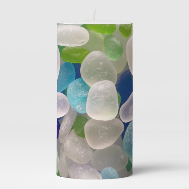 Seaglass pillar candle 3"x6" (Front)