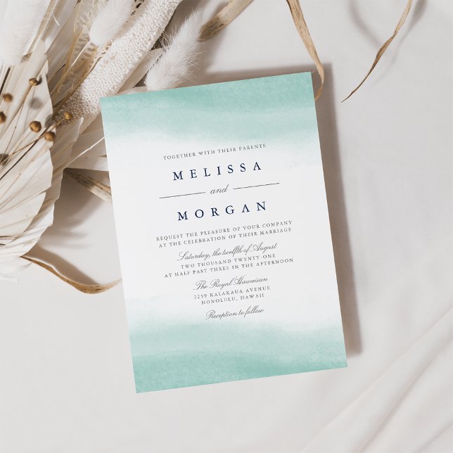Seaglass Tides | Abstract Watercolor Wedding Invitation (Creator Uploaded)