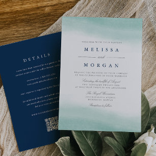 Seaglass Tides   Coastal All-in-One Wedding Invitation