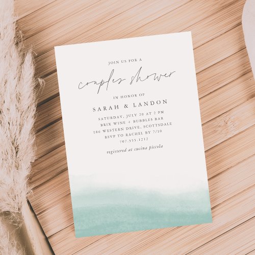 Seaglass Tides Coastal Watercolor Couples Shower Invitation