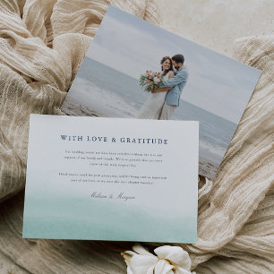 Seaglass Tides   Coastal Watercolor Wedding Photo Thank You Card