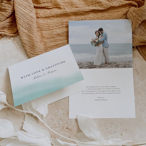 Seaglass Tides  Coastal Watercolor Wedding Thank You Card
