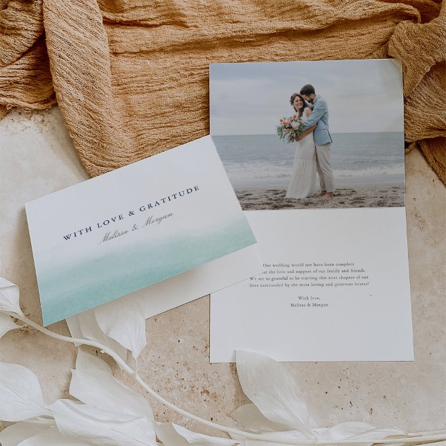 Seaglass Tides | Coastal Watercolor Wedding Thank You Card (Creator Uploaded)