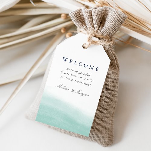 Seaglass Tides Coastal Watercolor Wedding Welcome Gift Tags