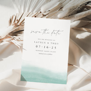 Seaglass Tides Elegant Simple Coastal Watercolor Save The Date