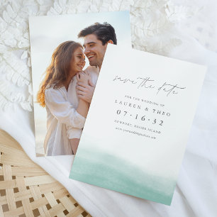 Seaglass Tides Elegant Simple Coastal Watercolor Save The Date