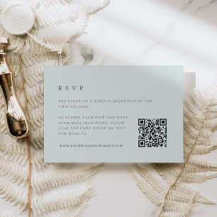 Seaglass Tides   Pale Mist Green QR Code RSVP Card