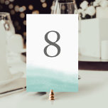 Seaglass Tides Table Number Card<br><div class="desc">Beachy chic table number cards in soft shades of seaglass green and white feature a watercolor wash at the bottom that evokes the ebb and flow of the tide,  with your table number in medium gray. Design repeats on reverse side. Coordinates with our Seaglass Tides wedding invitation suite.</div>