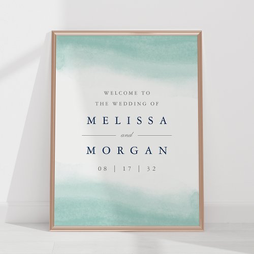 Seaglass Tides  Watercolor Wedding Welcome Sign