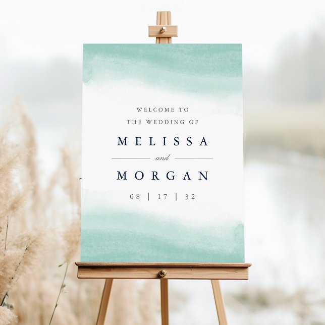Seaglass Tides | Watercolor Wedding Welcome Sign (Elegant coastal wedding welcome sign)