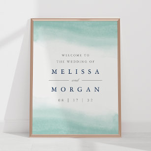Seaglass Tides   Watercolor Wedding Welcome Sign
