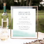 Seaglass Tides Wedding Bar Sign<br><div class="desc">Designed to match our Seaglass Tides wedding collection, this elegant coastal style sign is perfect for placing at the bar to share your specialty cocktail creations with guests. Personalize the header and and six text fields over a sheer wash of seaglass aqua watercolor that evokes the ebb and flow of...</div>