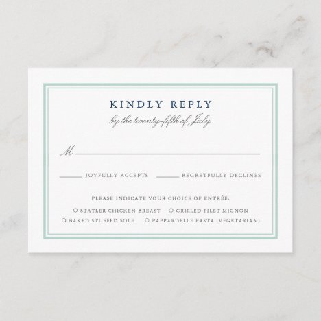 Seaglass Tides Wedding RSVP Card w/ Meal Choice