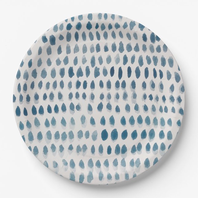 Seaglass  Watercolor Pattern Paper Plates (Front)