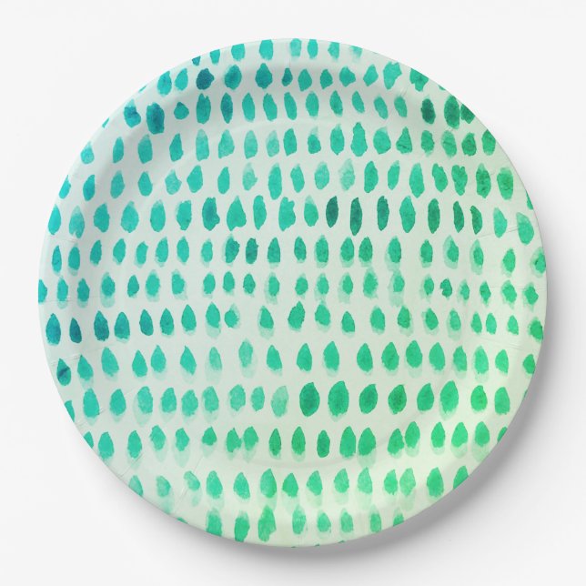 Seaglass  Watercolor Pattern Paper Plates (Front)