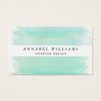 Seaglass Watercolor White Stripe Business Card