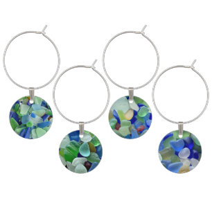 Seaglass wine charms - set of 4