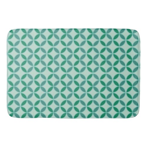 Seagreen and mint circles petals diamonds pattern bath mat