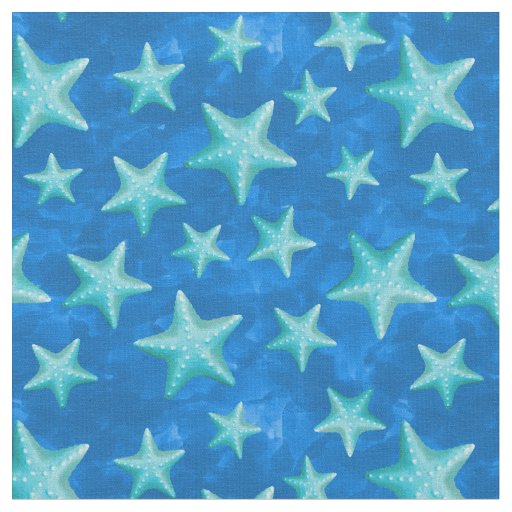 Seagreen Navy Starfish Summer Beach Nautical Fabric