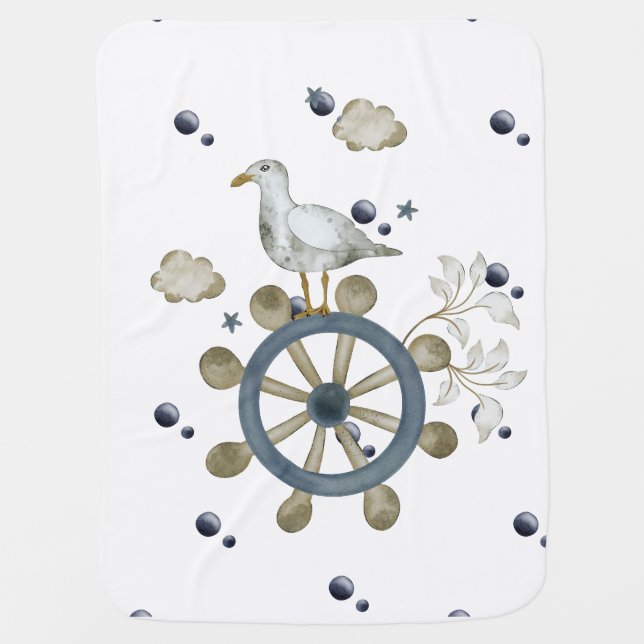 Seagull Adventure  Baby Blanket (Front)