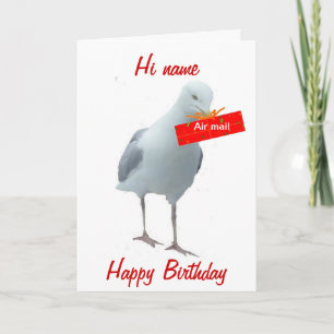 Seagull Air Mail Birthday add name front Card