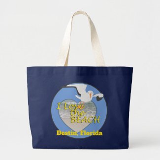 Seagull and I Love the BEACH Large Tote Bag