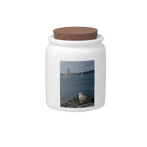 Seagull and Sailboat cookie jar