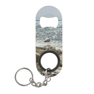 Seagull and sea keychain bottle opener