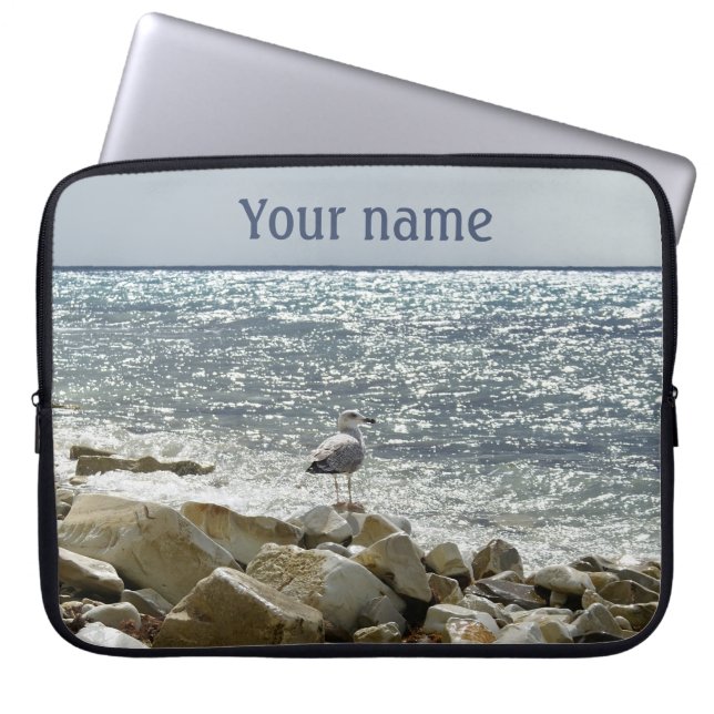 seagull and sea surf laptop sleeve (Front)