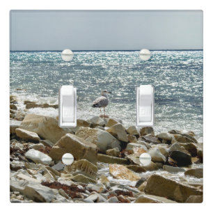 seagull and sea surf light switch cover