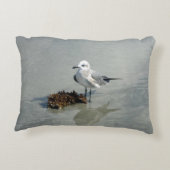 Seagull and Seaweed on Beach Accent Pillow (Back)