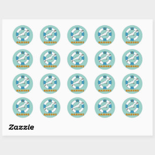 Seagull and Swim Ring Light Blue Classic Round Sticker